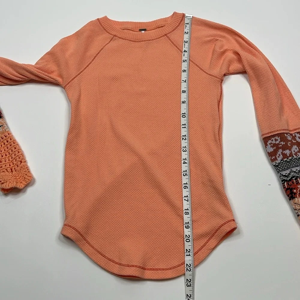 Free People in The Mix Cuff Thermal Top Desert Orange Combo Size XS